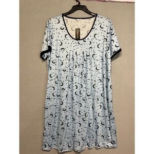 EKUAER Women's Blue Moon‎ Stars Print Sleepshirt Nightgown Plus Size 2XL